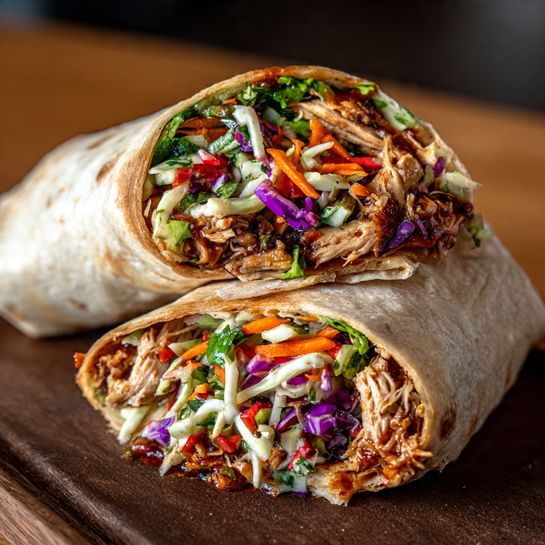 Crunchy Asian Chicken Wraps with Spicy Peanut Slaw Recipe