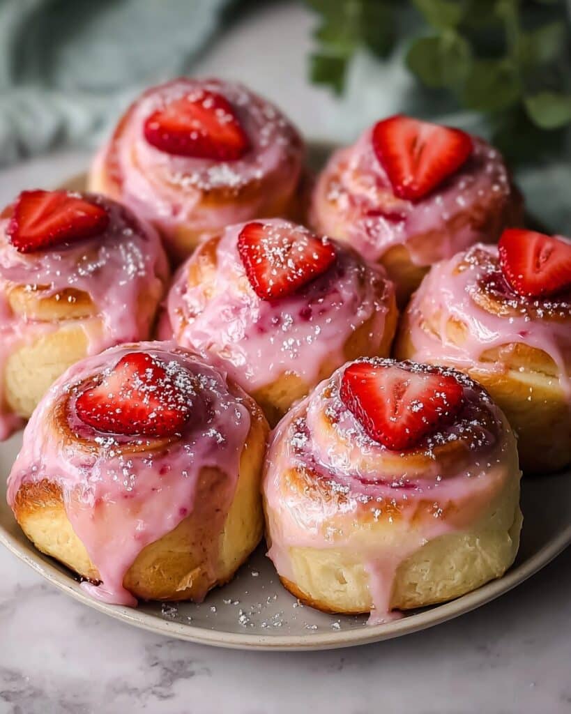 Strawberry Cinnamon Rolls with Cream Cheese Glaze Recipe