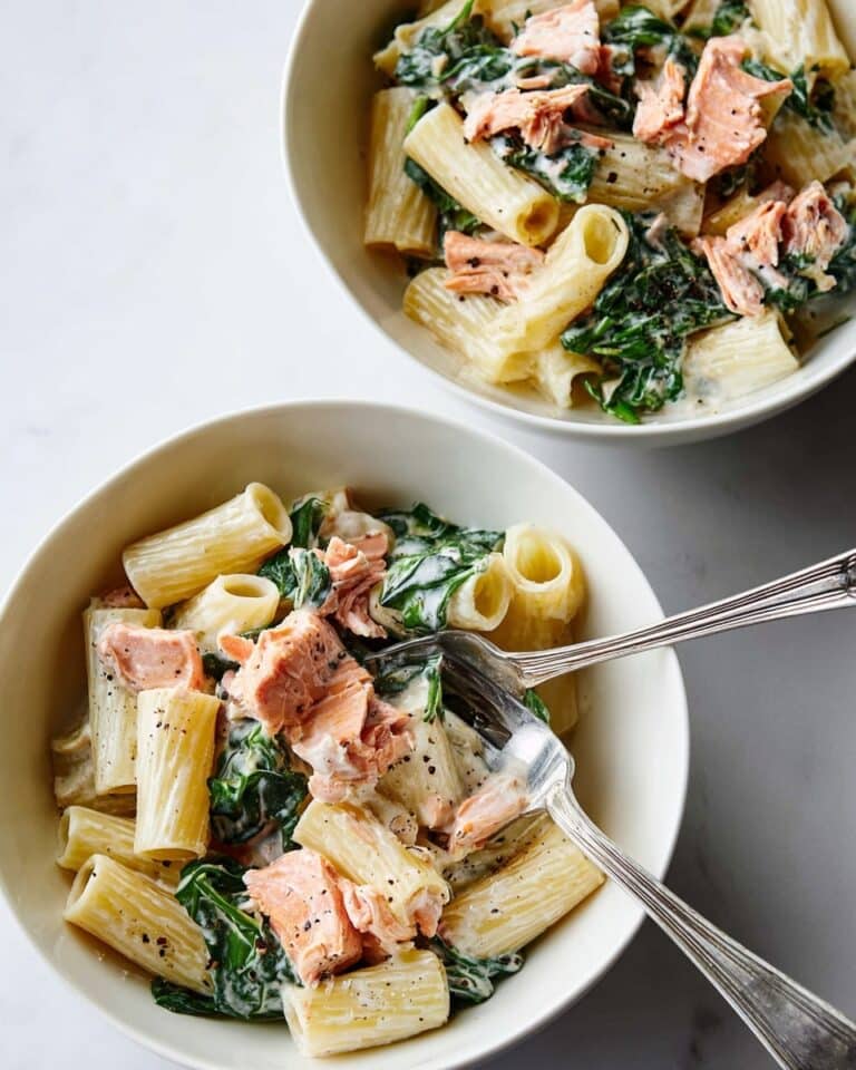 Salmon and Spinach Pasta with Lemon and Dill Recipe