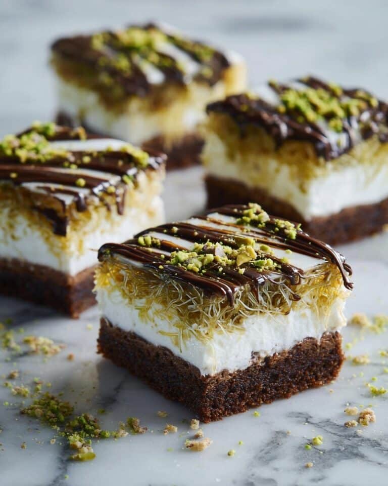 Decadent Chocolate Brownies with Kataifi, Pistachio Cream, and Tahini Drizzle Recipe