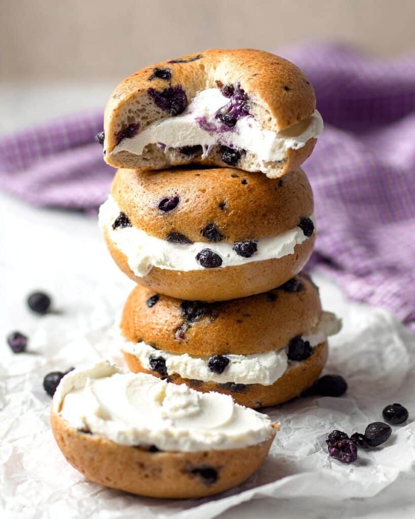 No-Yeast Greek Yogurt Blueberry Bagels Recipe