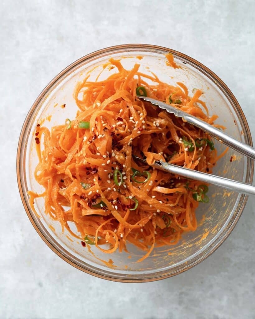 Carrot Ribbon Salad with Toasted Sesame Seeds and Chili Oil Recipe