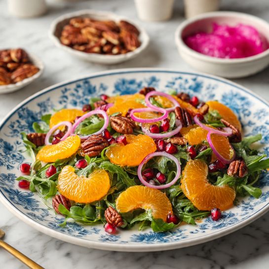 Arugula Cranberry Salad with Clementines, Toasted Pecans, and Goat Cheese Recipe