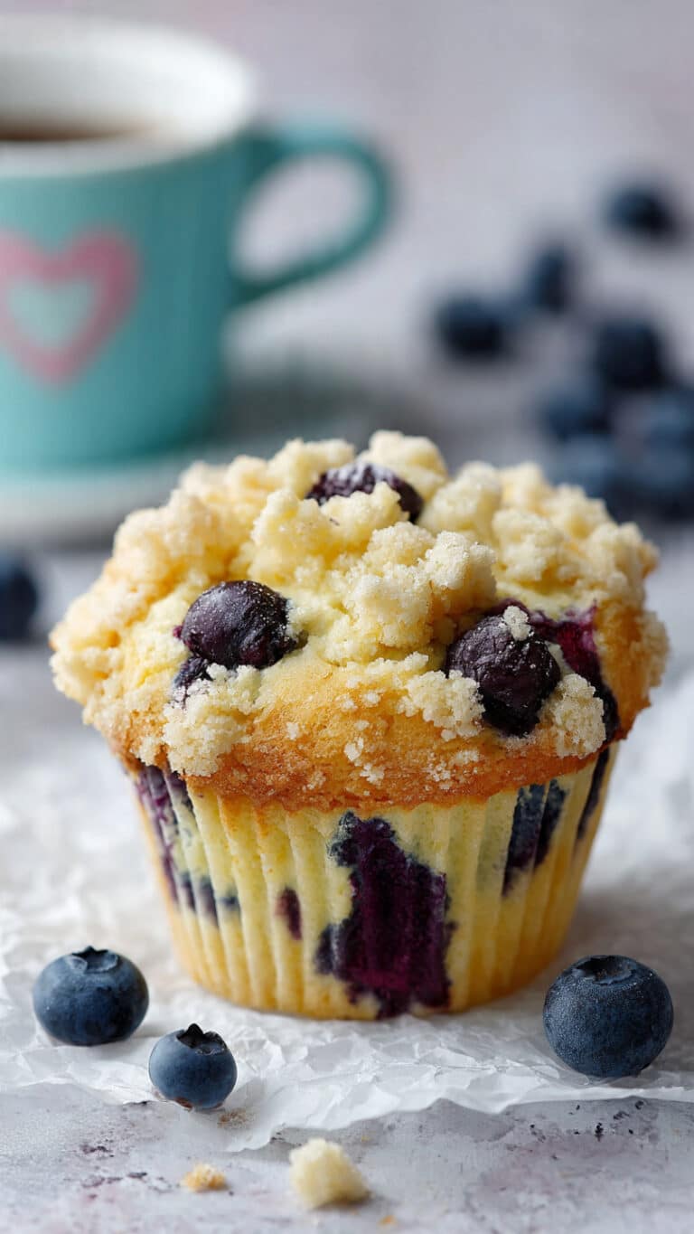 Cream Cheese Blueberry Muffins with Streusel Topping and Glaze Recipe