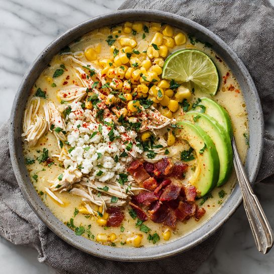 White Chicken Chili with Mexican Street Corn Recipe