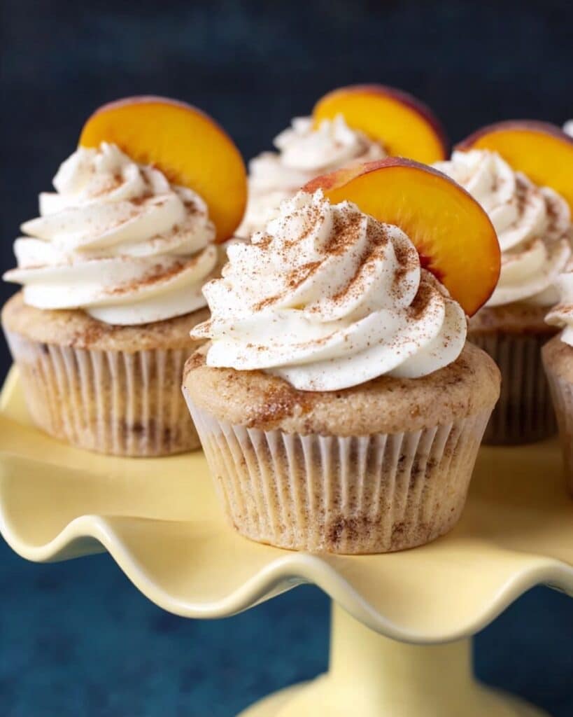 Peach Cobbler Cupcakes with Cinnamon Whipped Cream Recipe