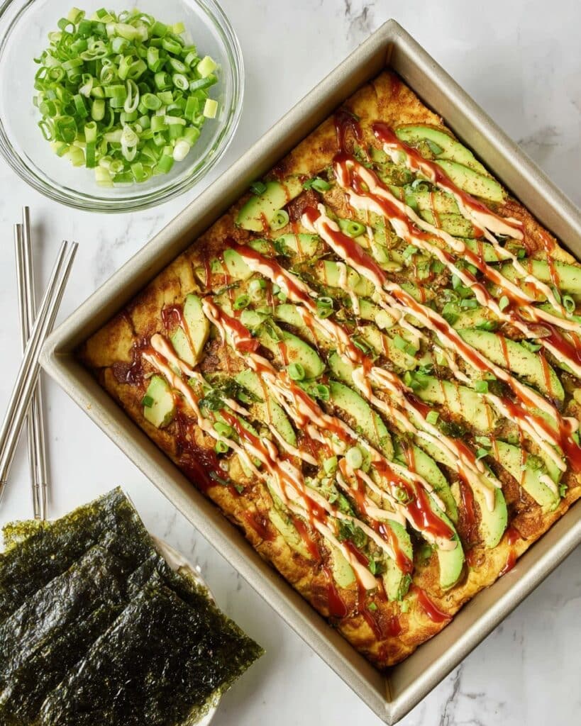 Spicy Tuna Sushi Bake with Avocado and Nori Recipe