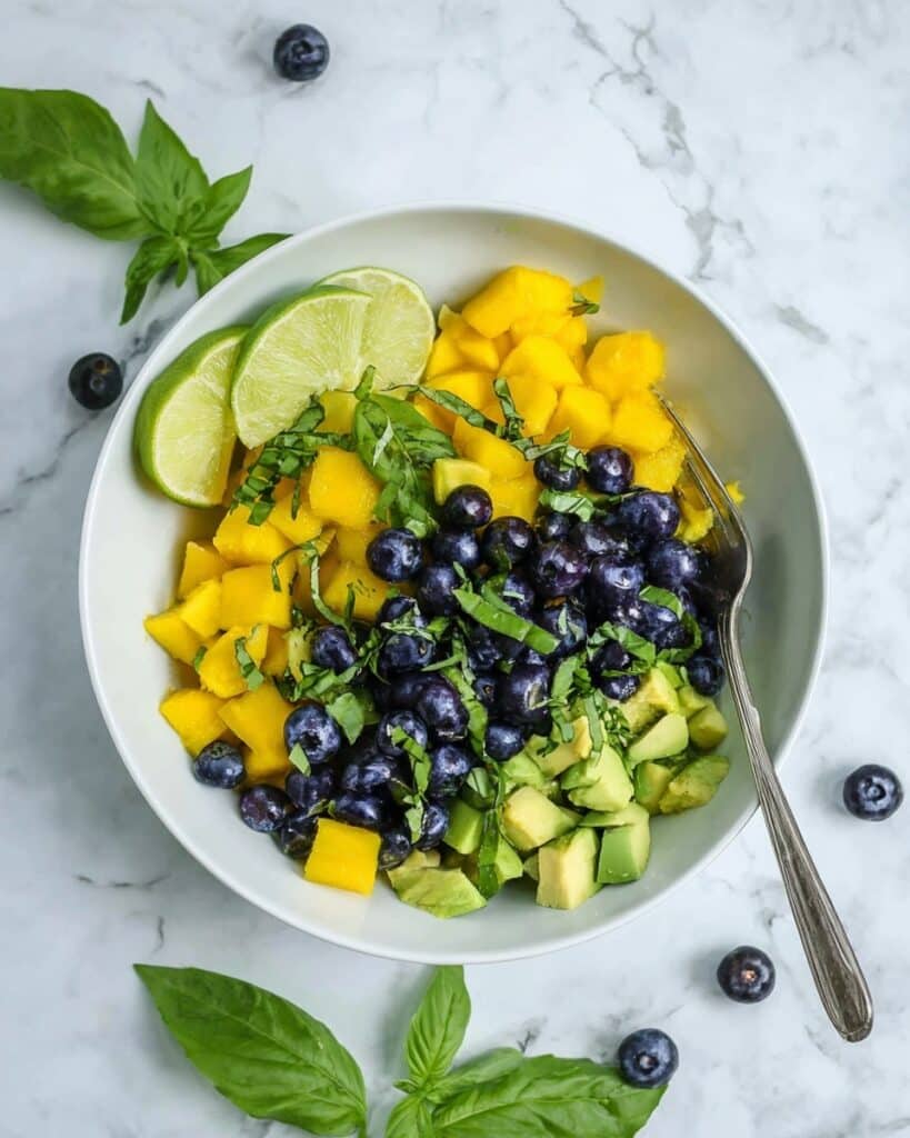 Avocado and Blueberry Mango Salad with Lime Herb Dressing Recipe