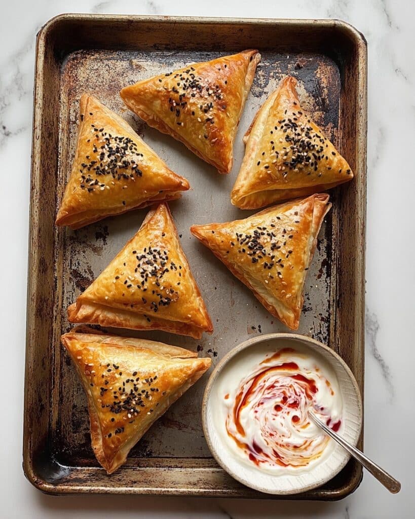 Uzbek Samsa with Spiced Beef Filling and Yoghurt-Harissa Dip Recipe