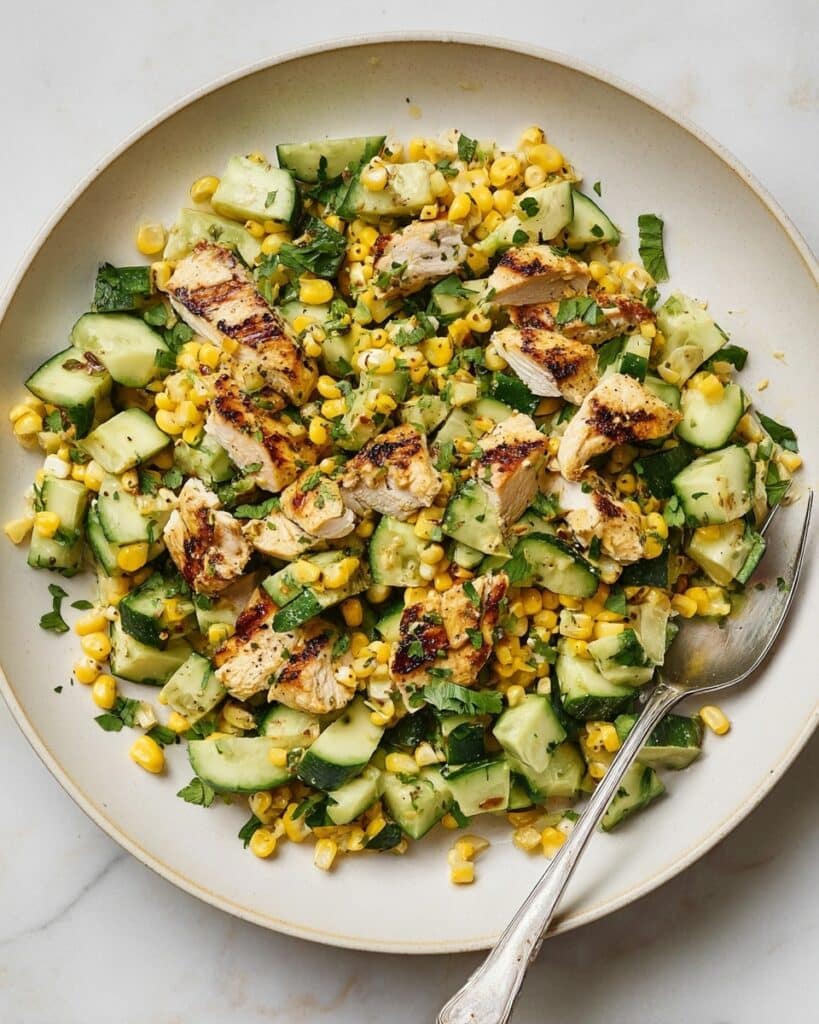 Grilled Chicken and Corn Salad with Avocado and Chive Dressing Recipe