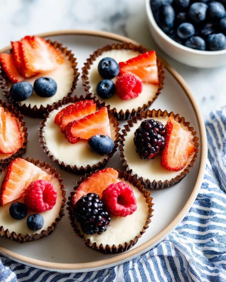 Cheesecake Cupcakes with Fresh Strawberries and Blueberries Recipe