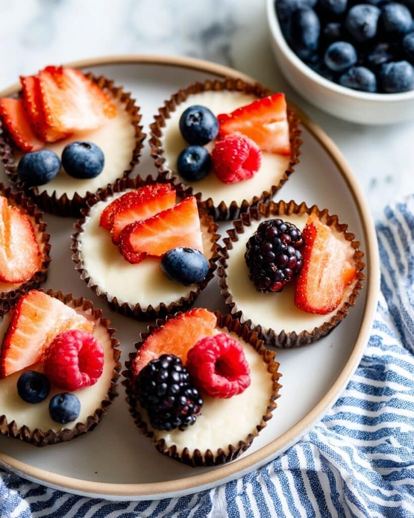 Cheesecake Cupcakes with Fresh Strawberries and Blueberries Recipe