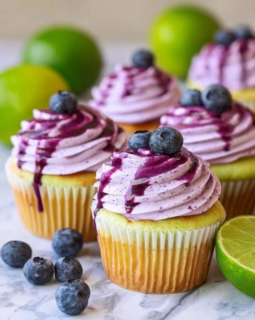 Key Lime Cupcakes with Blueberry Cream Cheese Frosting Recipe