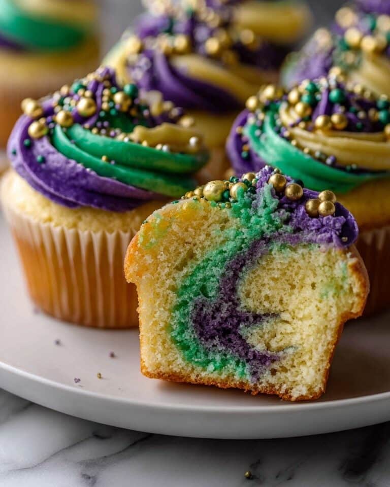 7 Festive Mardi Gras Cupcakes with Marbled Flavors Recipe