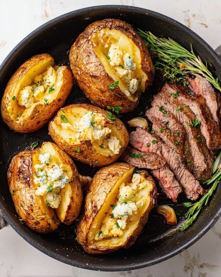 Garlic-Rosemary Steak with Baked Potatoes and Umami Butter Recipe