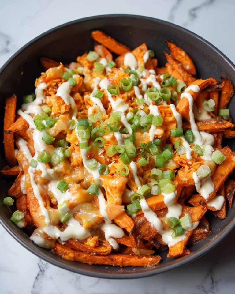 Buffalo Chicken Sweet Potato Fries with Cheese Recipe