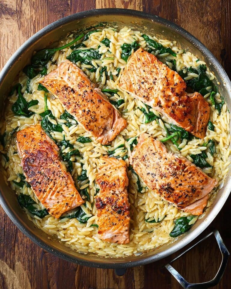 One Skillet Salmon with Lemon Orzo Recipe
