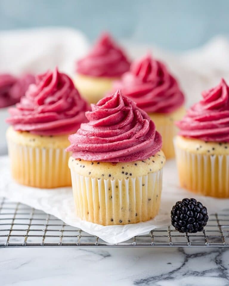 Lemon Poppy Seed Cupcakes with Blackberry Frosting Recipe