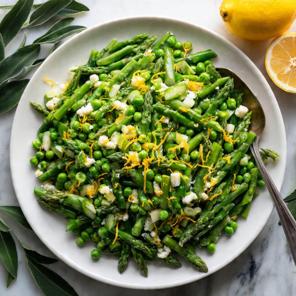 Asparagus and Pea Salad with Feta, Mint, and Lemon Recipe