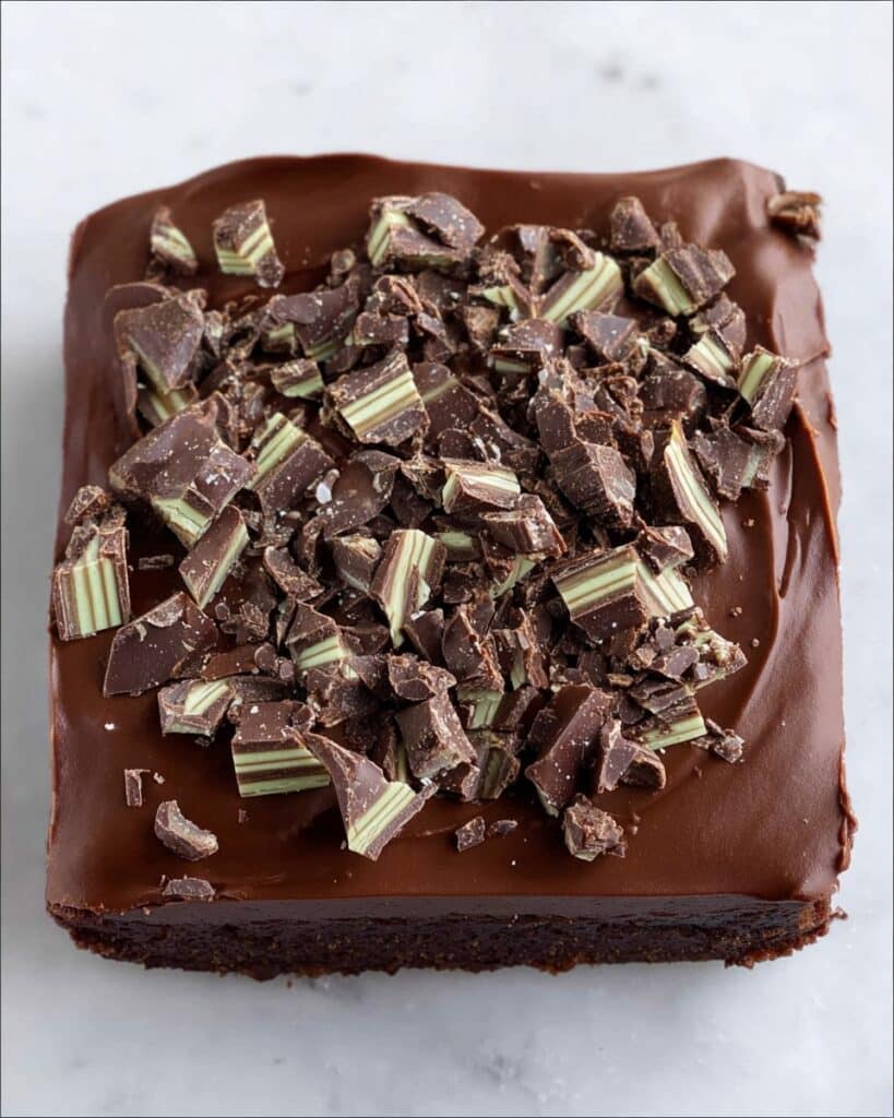Chocolate Mint Brownies with Peppermint Frosting and Chocolate Drizzle Recipe