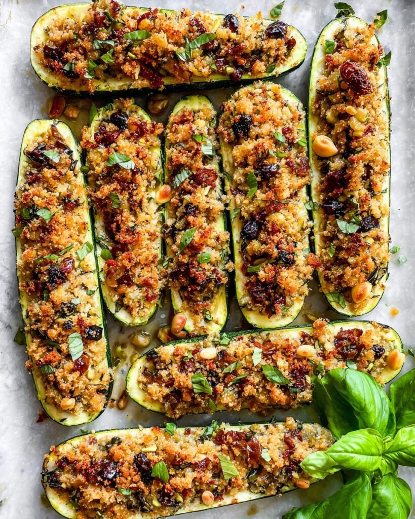 Zucchini Boats with Turkey Sausage, Sun-Dried Tomatoes, and Olives Recipe