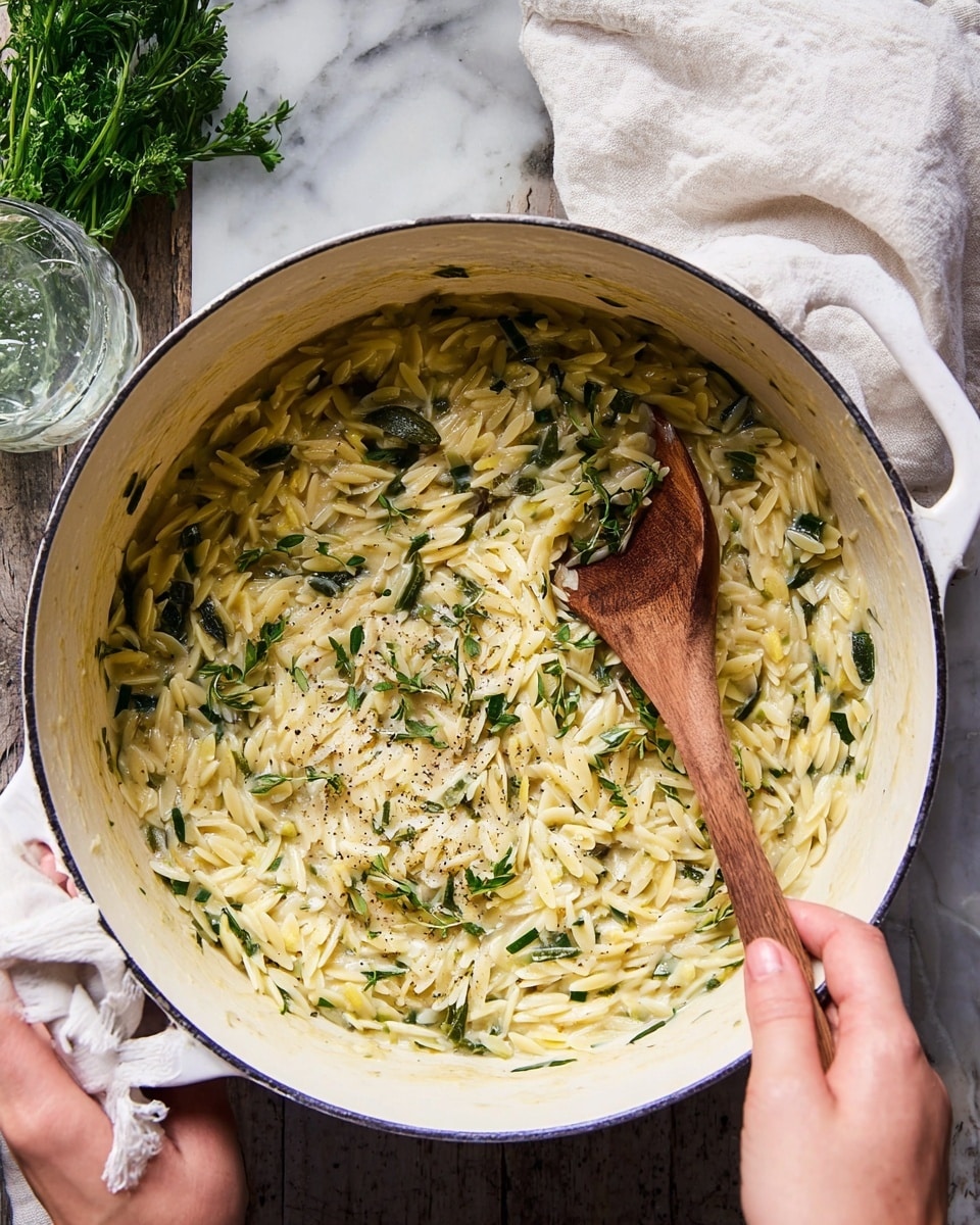 A bowl of pasta mixed with broccoli and bits of white cheese is shown. The pasta is pale yellow and curly, spread evenly all over the white bowl. Roasted broccoli pieces with dark green and slightly browned edges are scattered throughout. Small chunks of crumbly white cheese cover the pasta and broccoli. Fresh green herb strips are sprinkled on top, and ground black pepper is lightly dusted over the dish. A silver fork rests inside the bowl, partially holding some pasta and broccoli. The bowl sits on a white marbled surface with a beige cloth napkin folded on the right side. Photo taken with an iphone --ar 4:5 --v 7