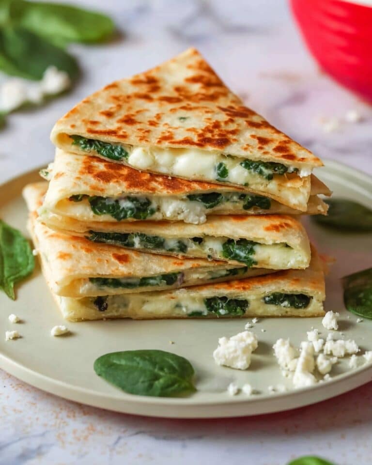 Spinach Quesadillas with Feta and Mozzarella Recipe