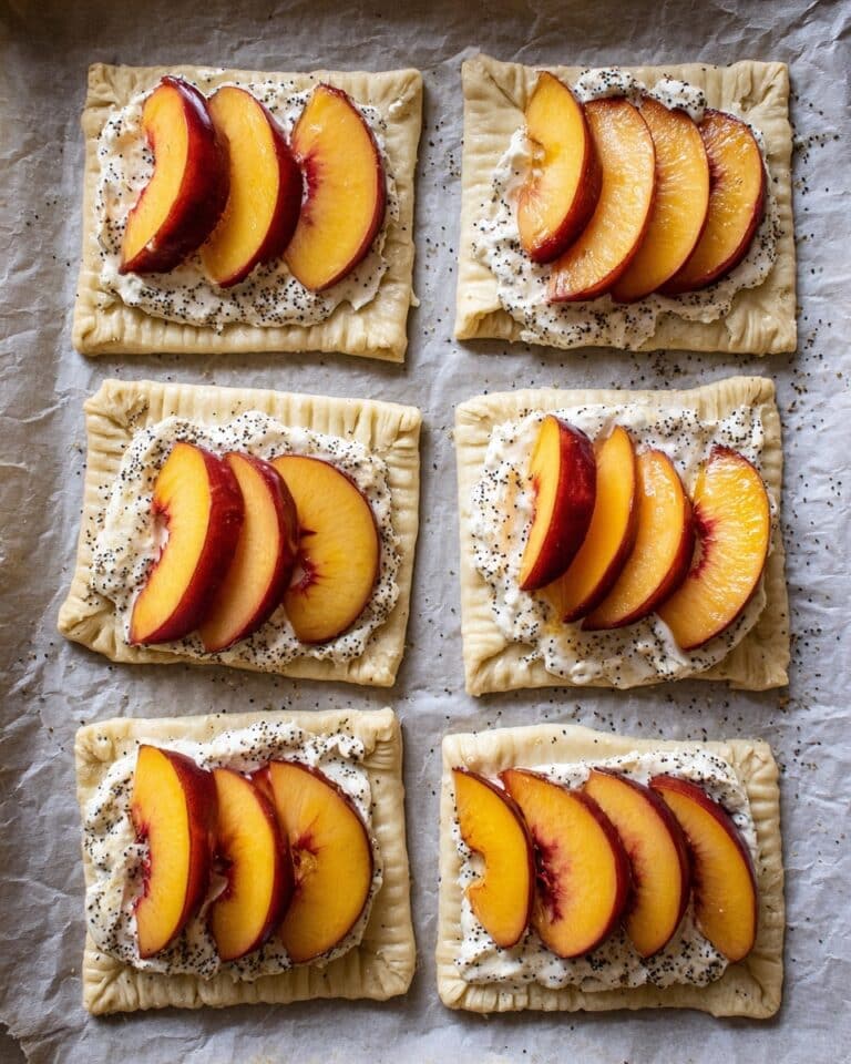 Peppered Rosemary Honey Peach and Brie Puff Pastry Tarts Recipe