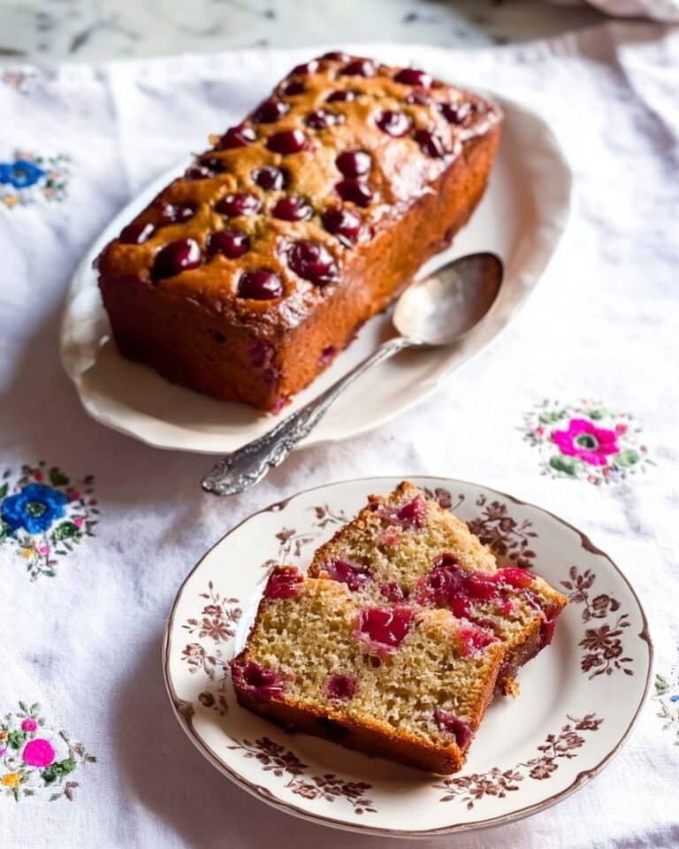 Almond Cherry Quick Bread with Toasted Almond Glaze Recipe