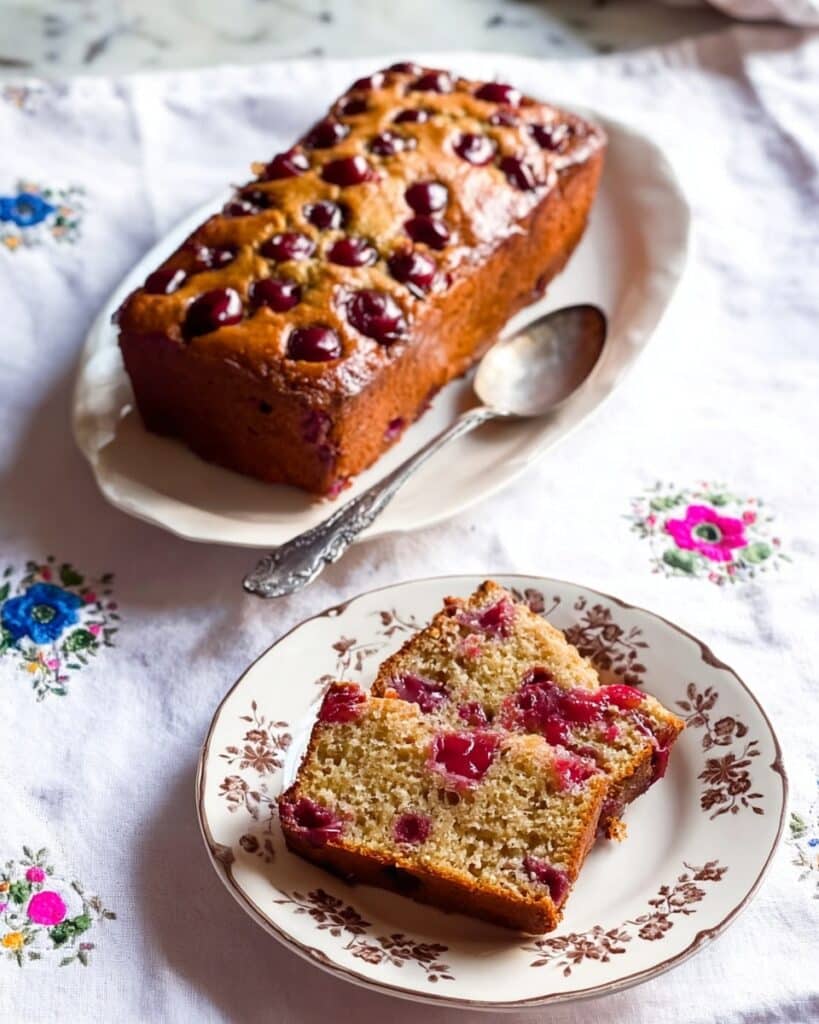 Almond Cherry Quick Bread with Toasted Almond Glaze Recipe
