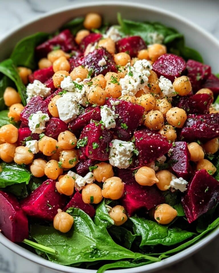 Roasted Beet and Chickpea Salad with Lemon-Garlic Vinaigrette Recipe