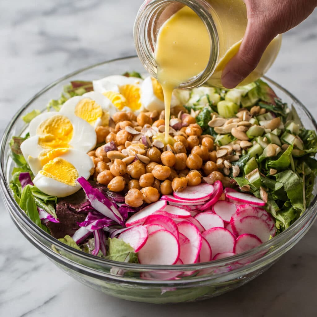 Spring Salad with Asparagus, Peas, Feta, and Herb-Chickpea Topping Recipe