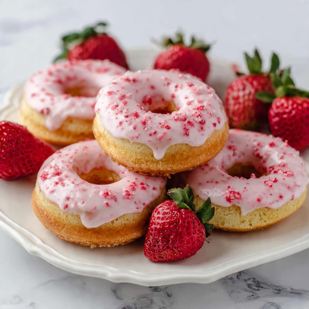 Strawberry Cake Donuts with Fresh Strawberry Glaze Recipe
