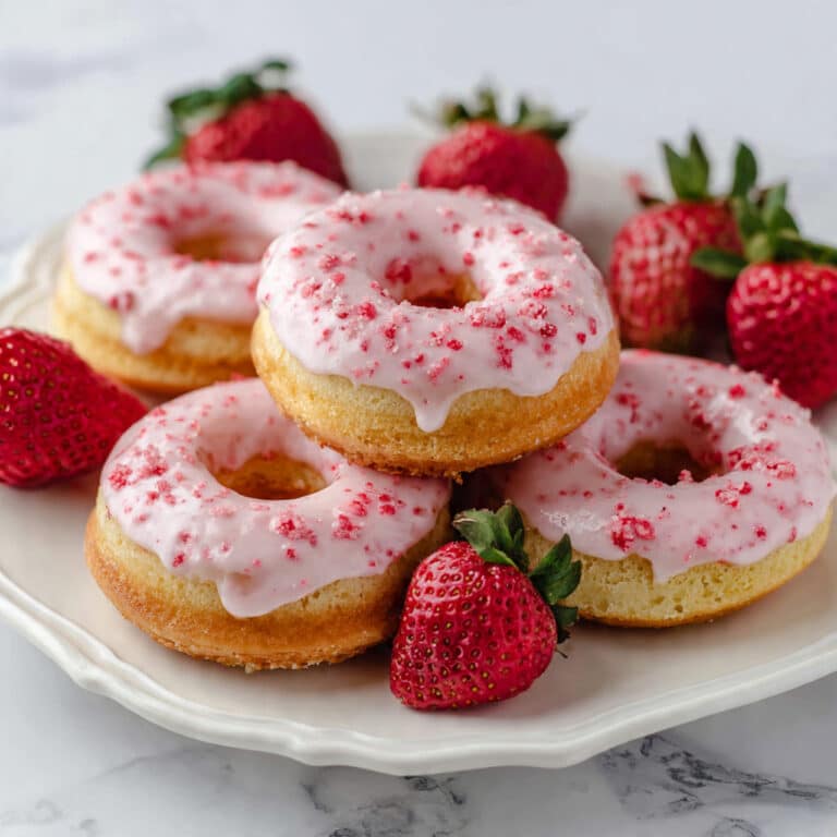 Strawberry Cake Donuts with Fresh Strawberry Glaze Recipe