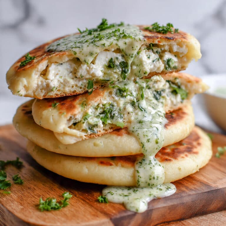 Feta Spring Flatbreads with Mint Sauce Recipe