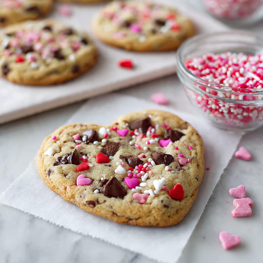 Chocolate Chip Cookies in Heart Shapes Recipe