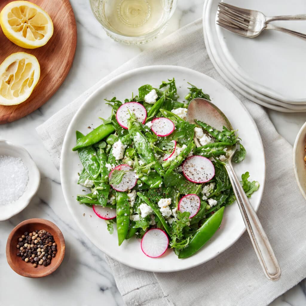 Sugar Snap Pea, Radish, Feta, and Arugula Salad Recipe