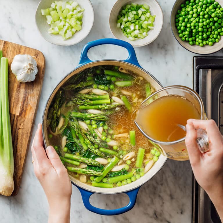 Spring Vegetable Orzo Soup with Pistachot and Fresh Herb Gremolata Recipe