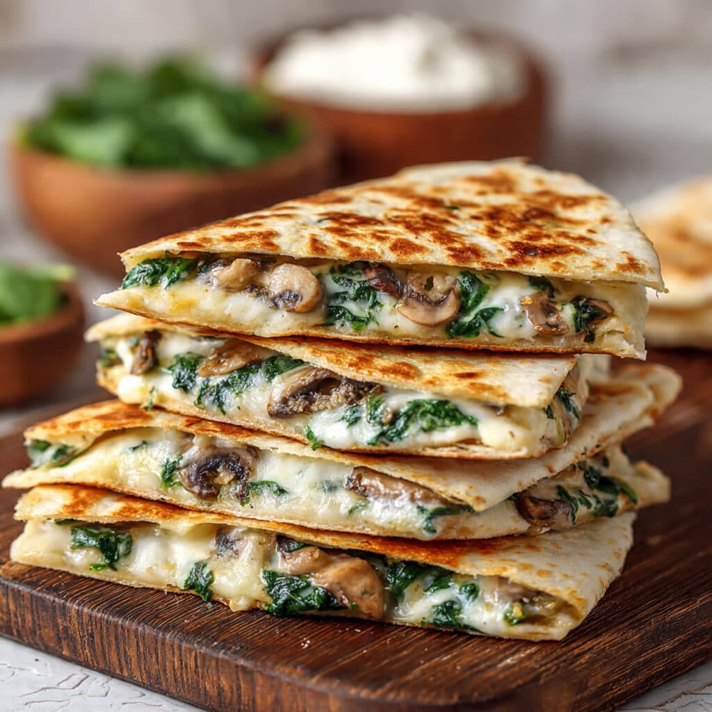 Mushroom and Spinach Quesadillas Recipe