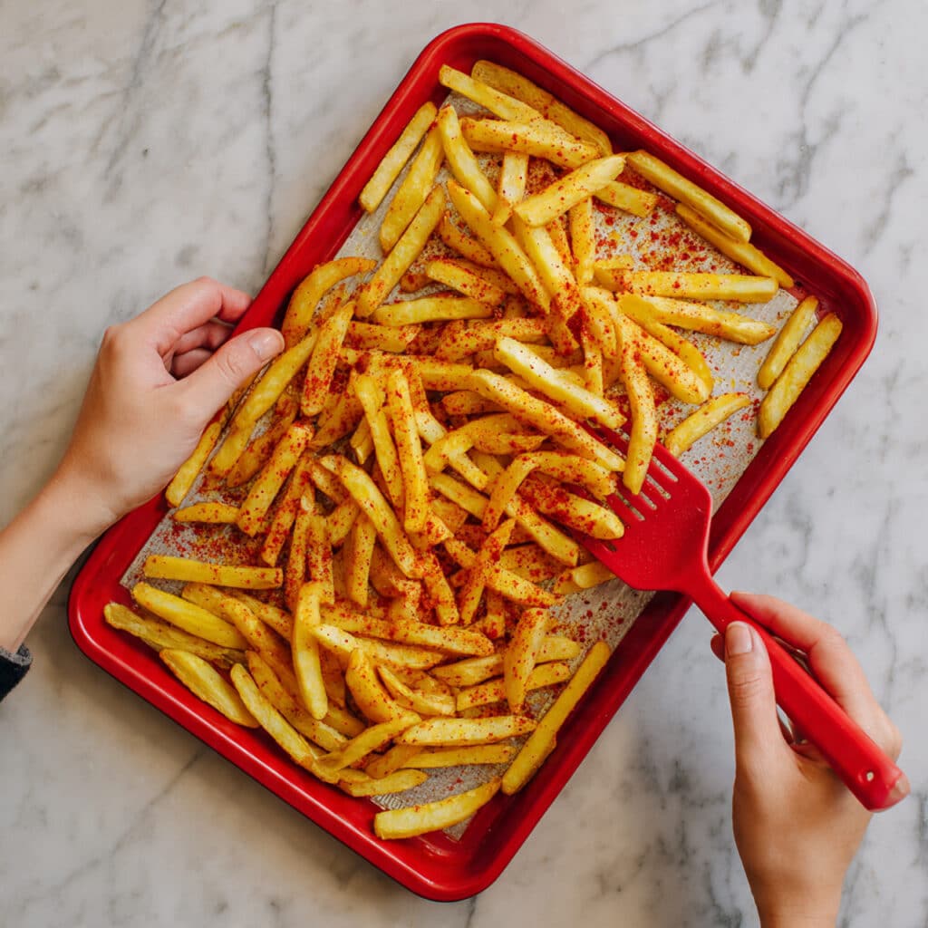 Smoked Paprika Cheesy Ham Oven Chips with Spring Onions Recipe