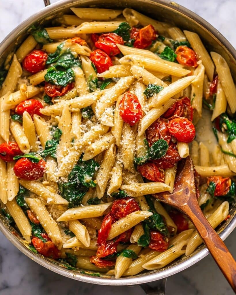 Tomato and Spinach Penne Pasta Recipe