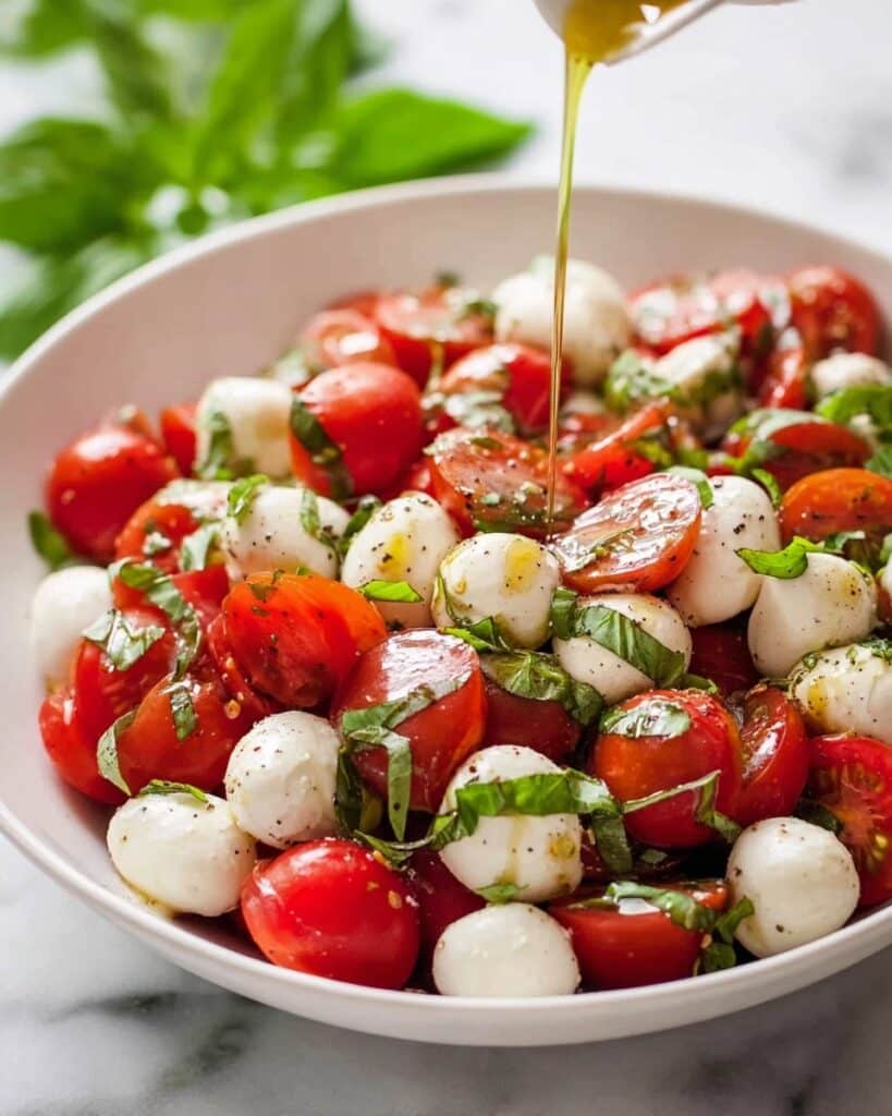 Creamy Bocconcini and Cherry Tomato Caprese Salad with Balsamic Glaze Recipe