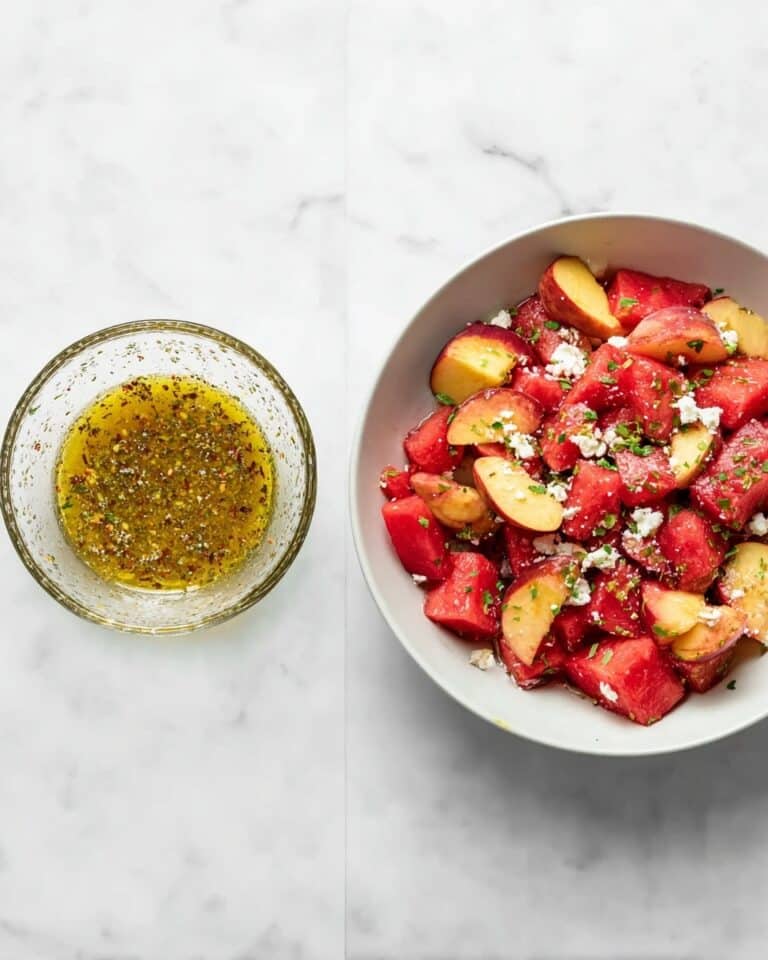 Watermelon Peach Salad with Feta and Arugula Recipe