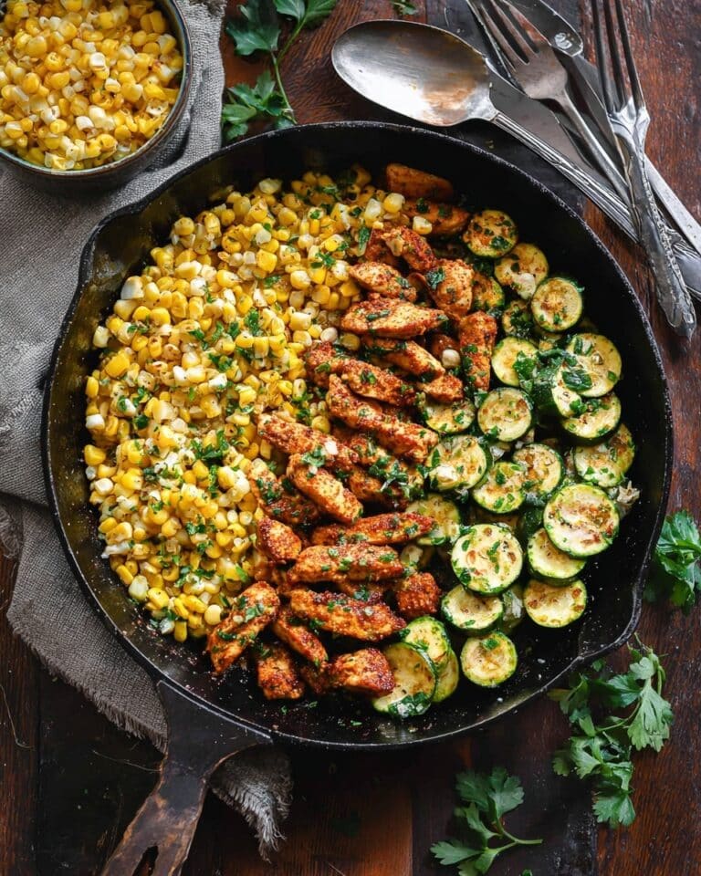 Garlic Butter Chicken with Zucchini and Corn Skillet Recipe