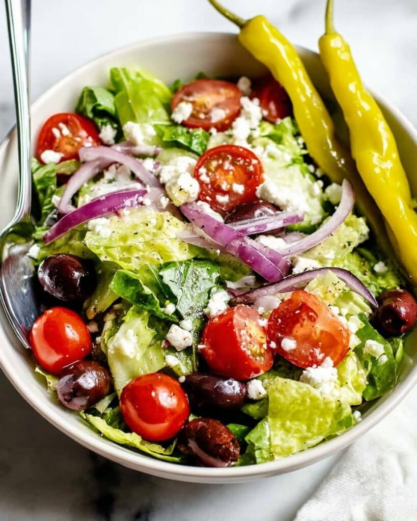 Copycat Greek Salad with Feta and Pepperoncini Recipe