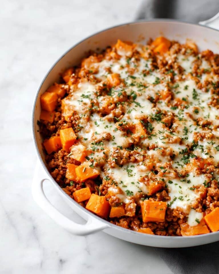 Sweet Potato Skillet with Ground Turkey and Melted Mozzarella Recipe