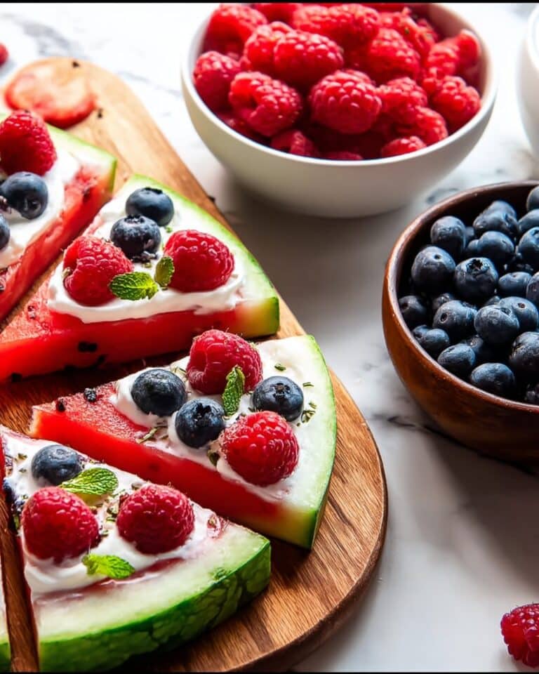 Watermelon Pizza with Cream Cheese and Fresh Berries Recipe